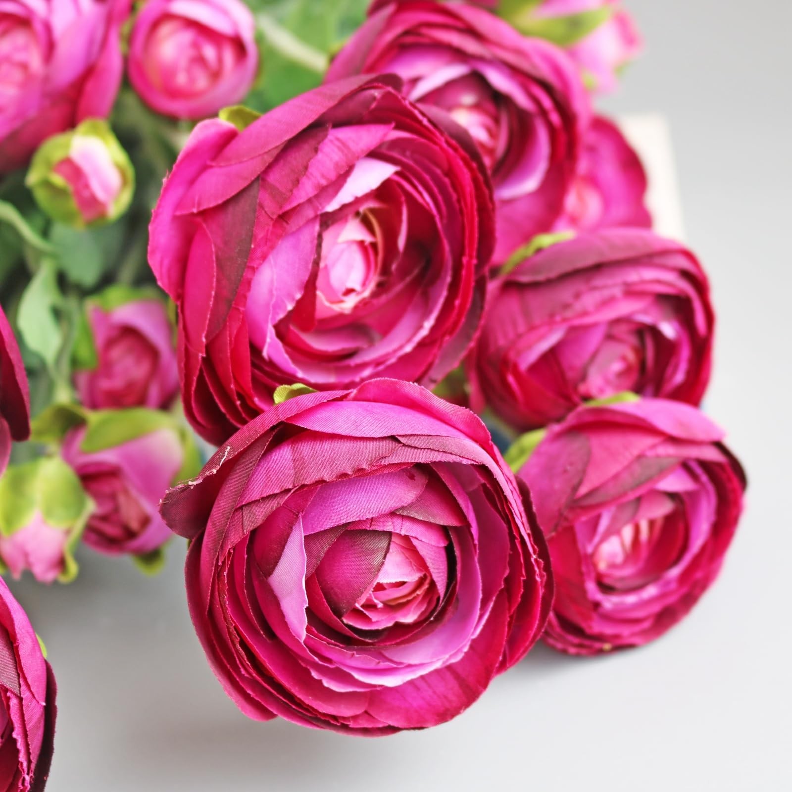 Realistic Silk Faux Ranunculus Flowers Artificial Burgundy Stems Astilbe Faux…