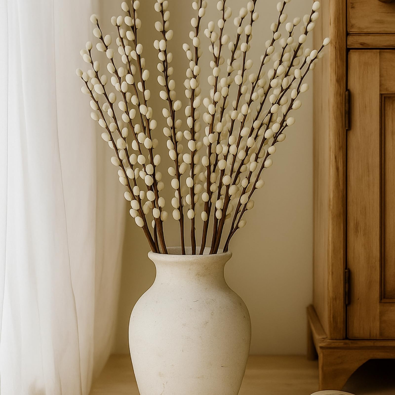 20 Stems 31.5 Inch Artificial Pussy Willow Branches for Vases Dried Flower St…