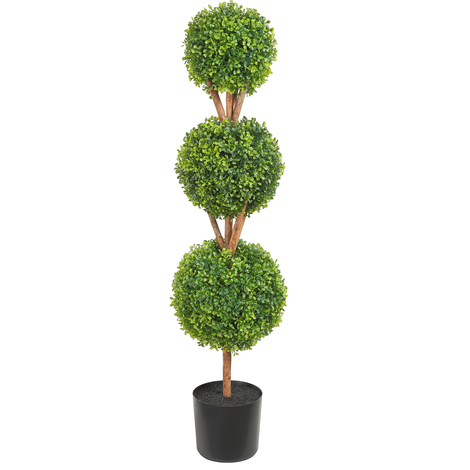 2 Pack 4′ Artificial Topiary Triple Ball Tree Faux Plant UV LED Decor In/Outdoor