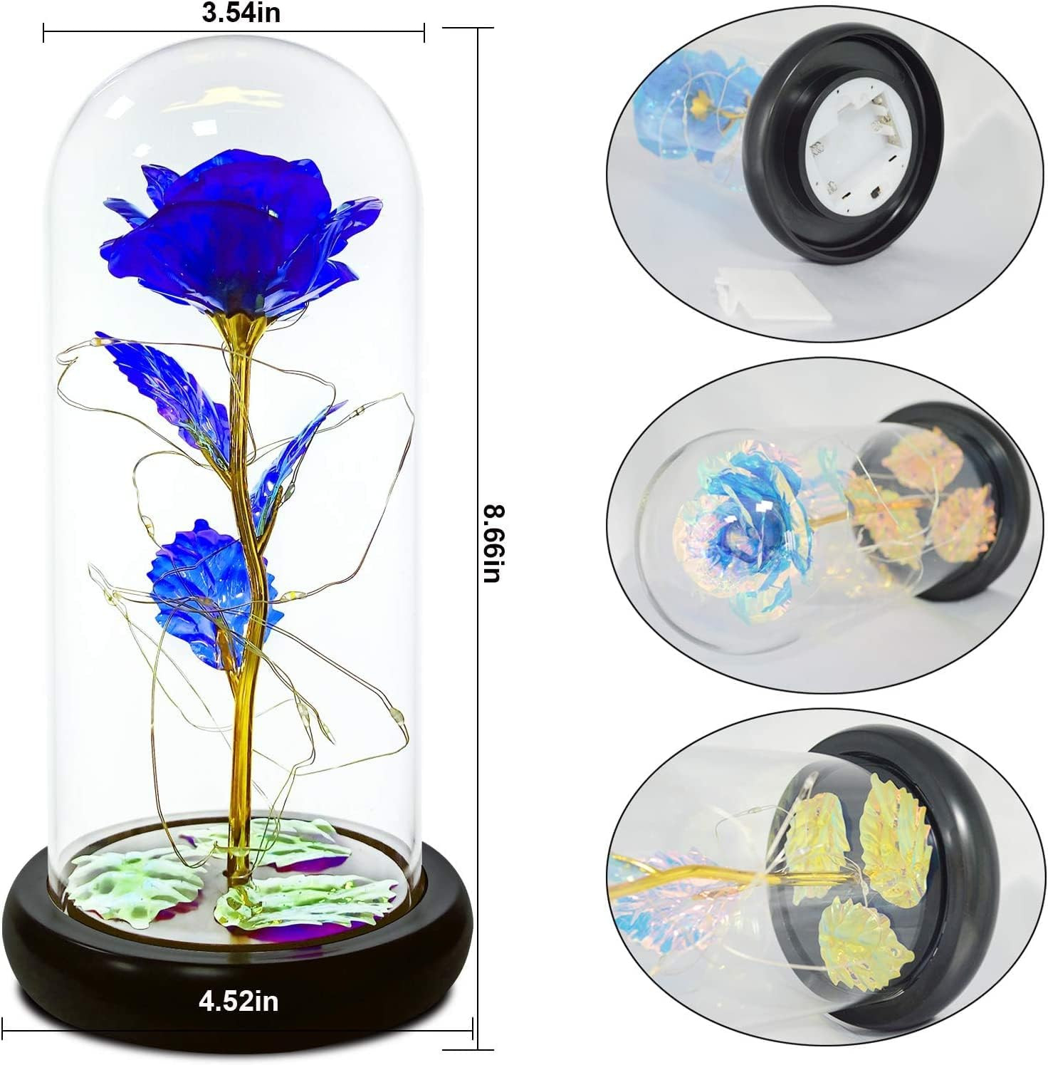 Beauty and Beast Rose,Galaxy Flower Rose Gift for Girlfriend，Glass Flower Roses，