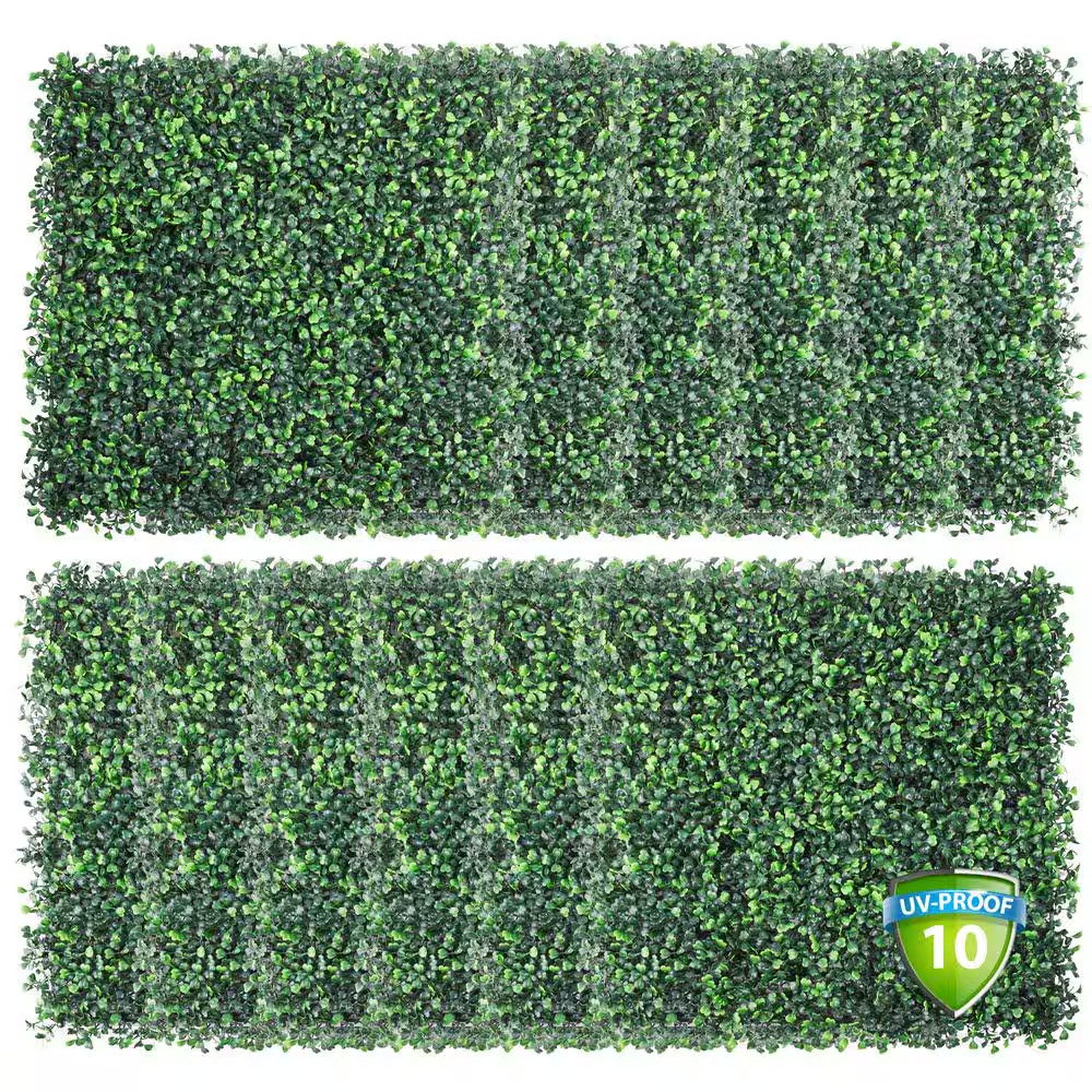 12- Piece 20 In. X 20 In. X 1.75 In. Artificial Boxwood Grass Wall Panels Boxwoo