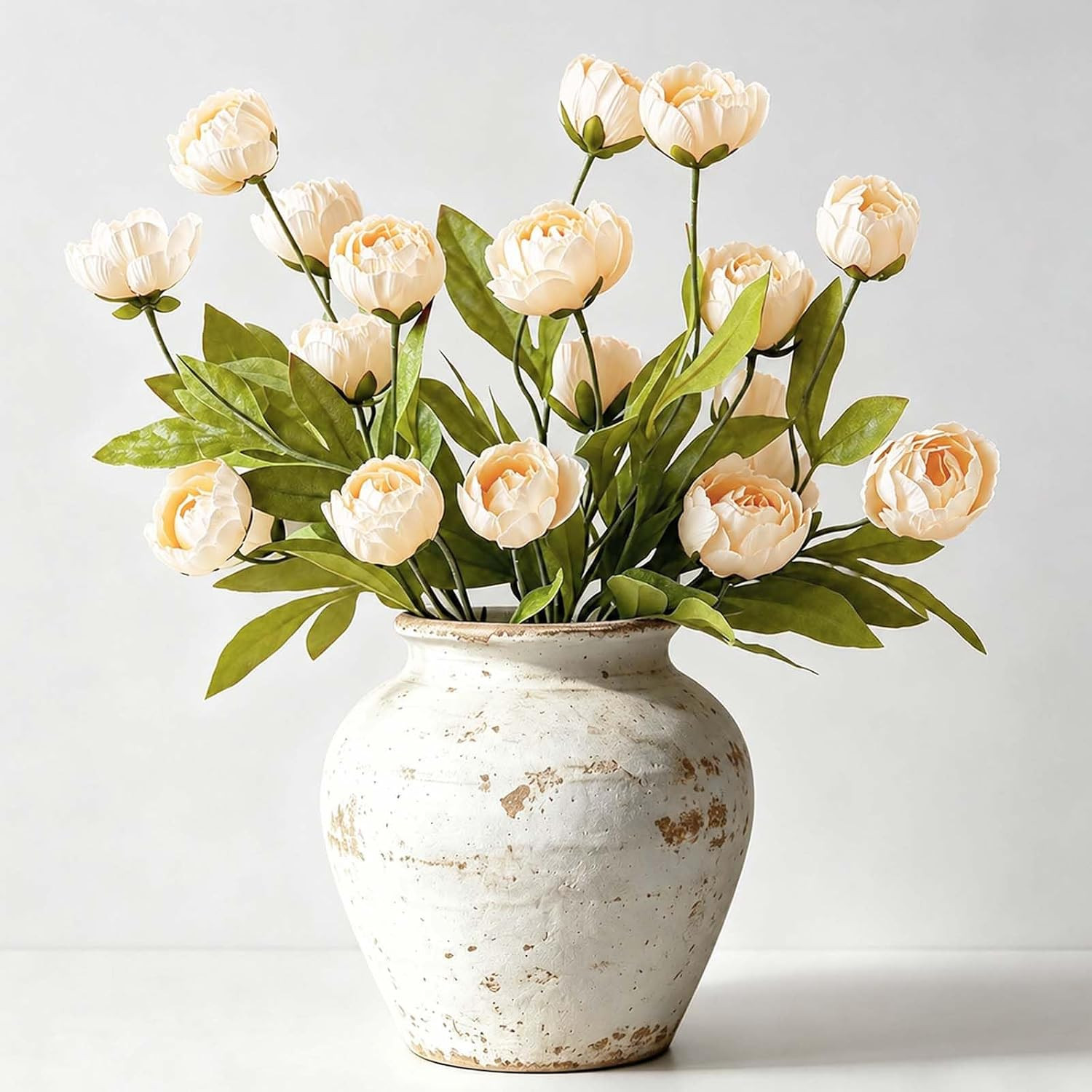 27″ Silk Faux Peony Flowers – 8 Pcs Bouquet for Home, Wedding, Table Decor