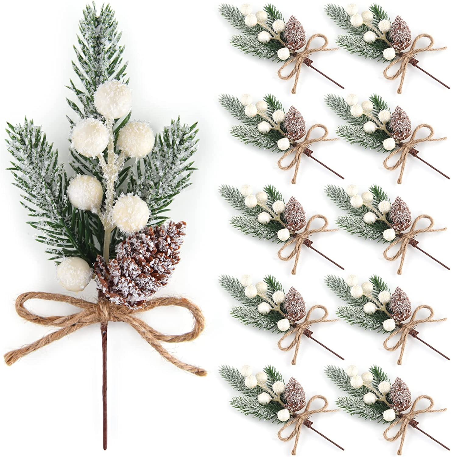 10x Artificial Christmas Floral Picks Red Fake Berry Picks Stems Ornament 6inch