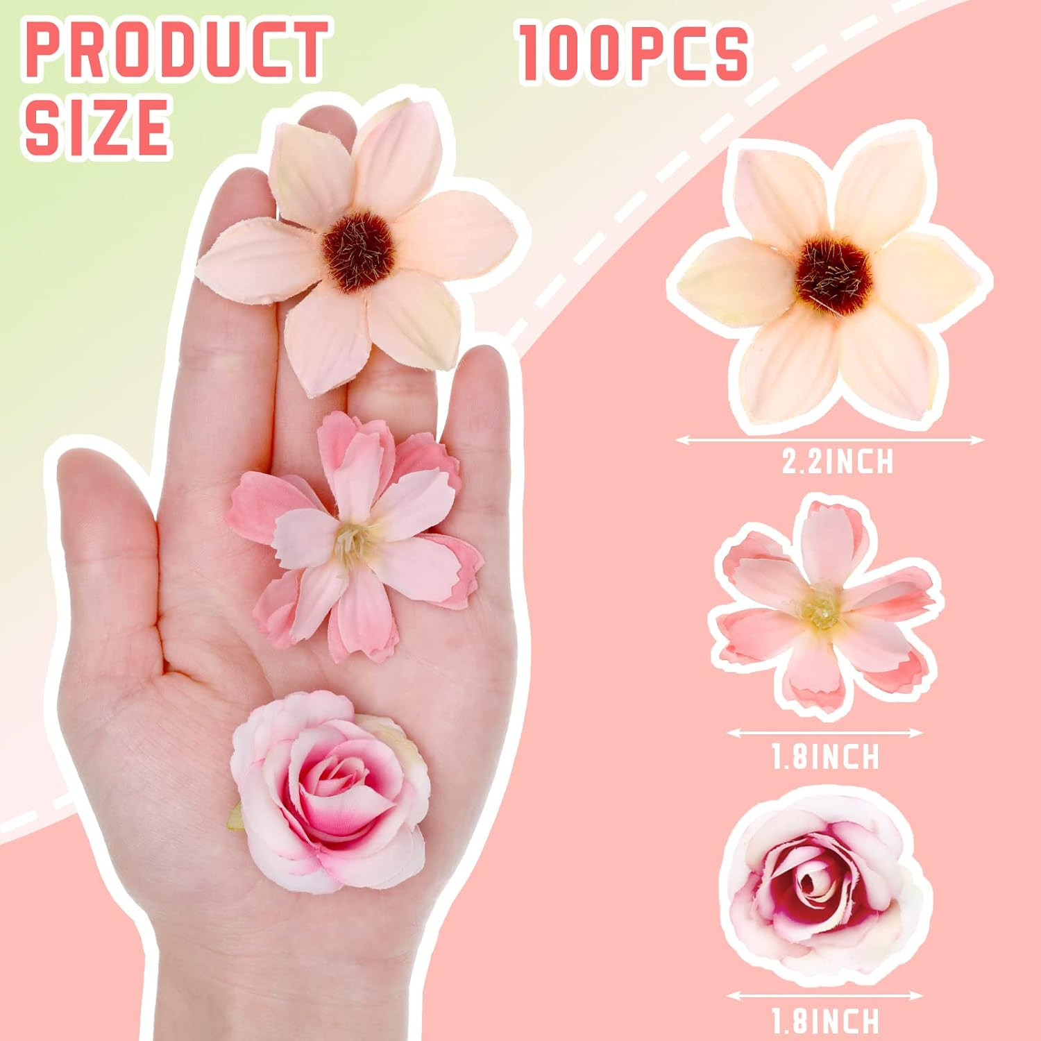 100 Pcs Small Fake Flowers for Crafts Mini Multicolor Artificial Flower Heads fo