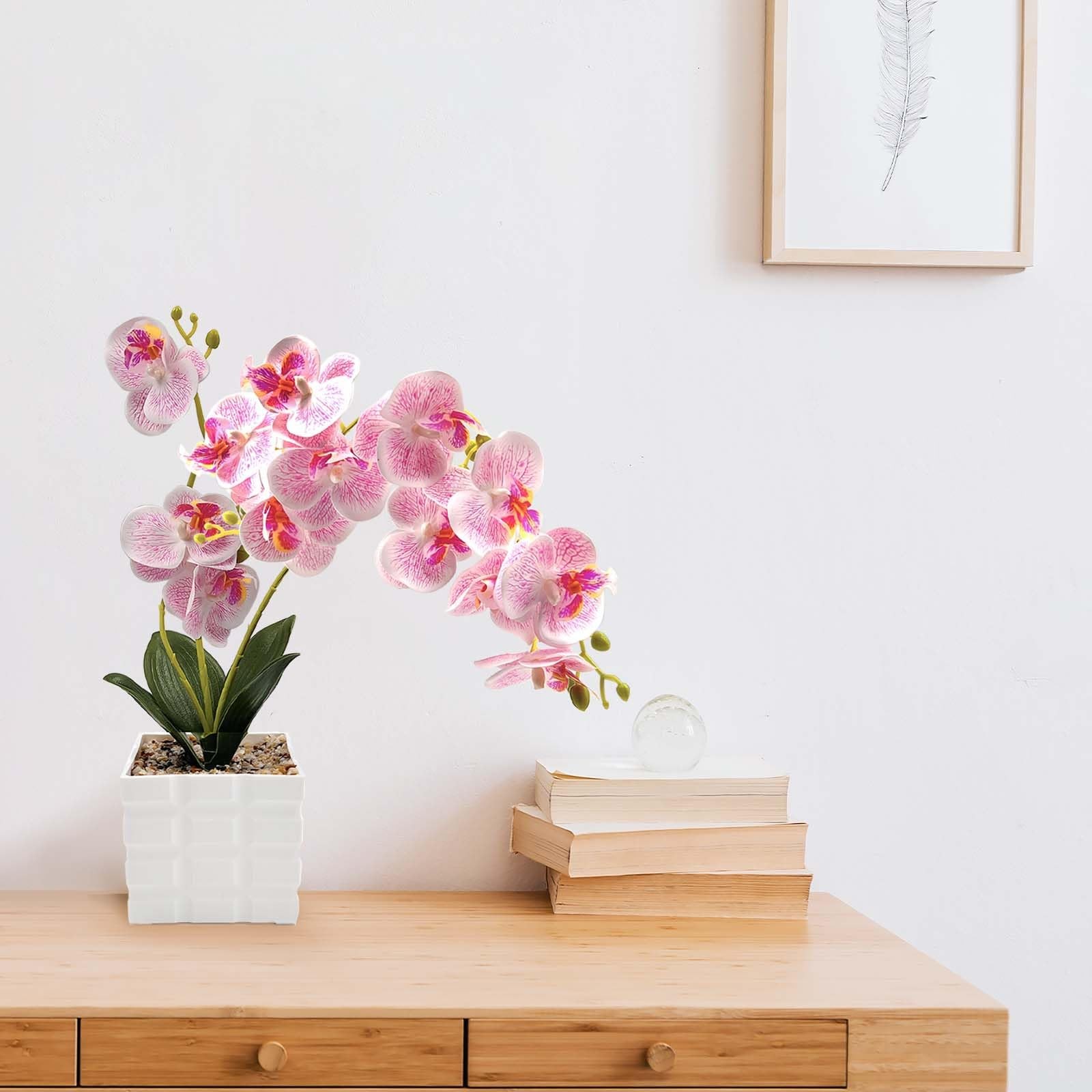Daily Treasures 13-Heads Artificial Orchid Flower in Pot,50cm Silk Orchid Arr…
