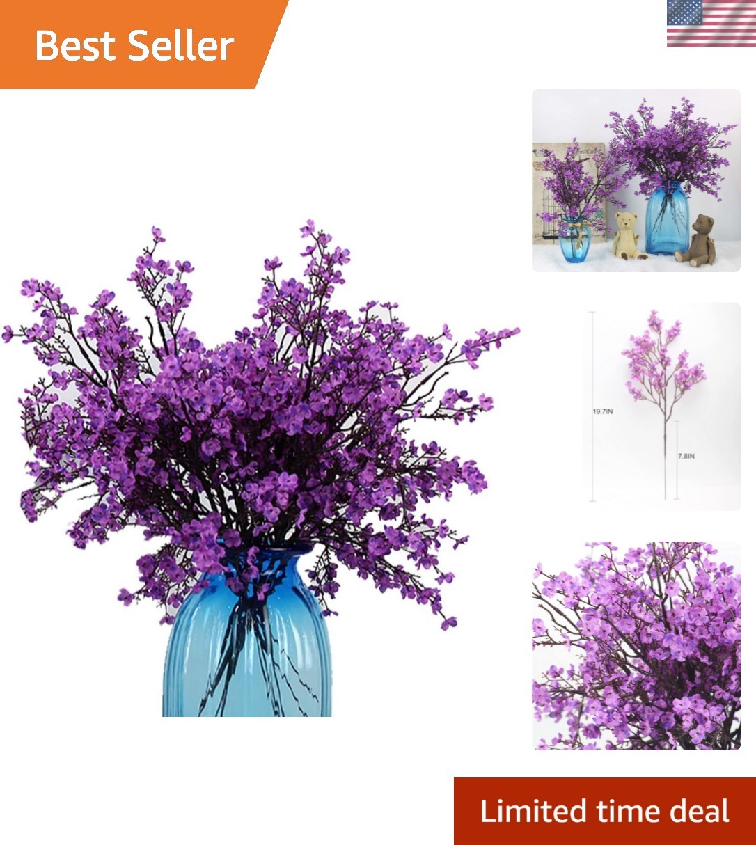 Elegant Realistic Purple Baby’s Breath Silk Flowers – Set of 6 for All Occasions