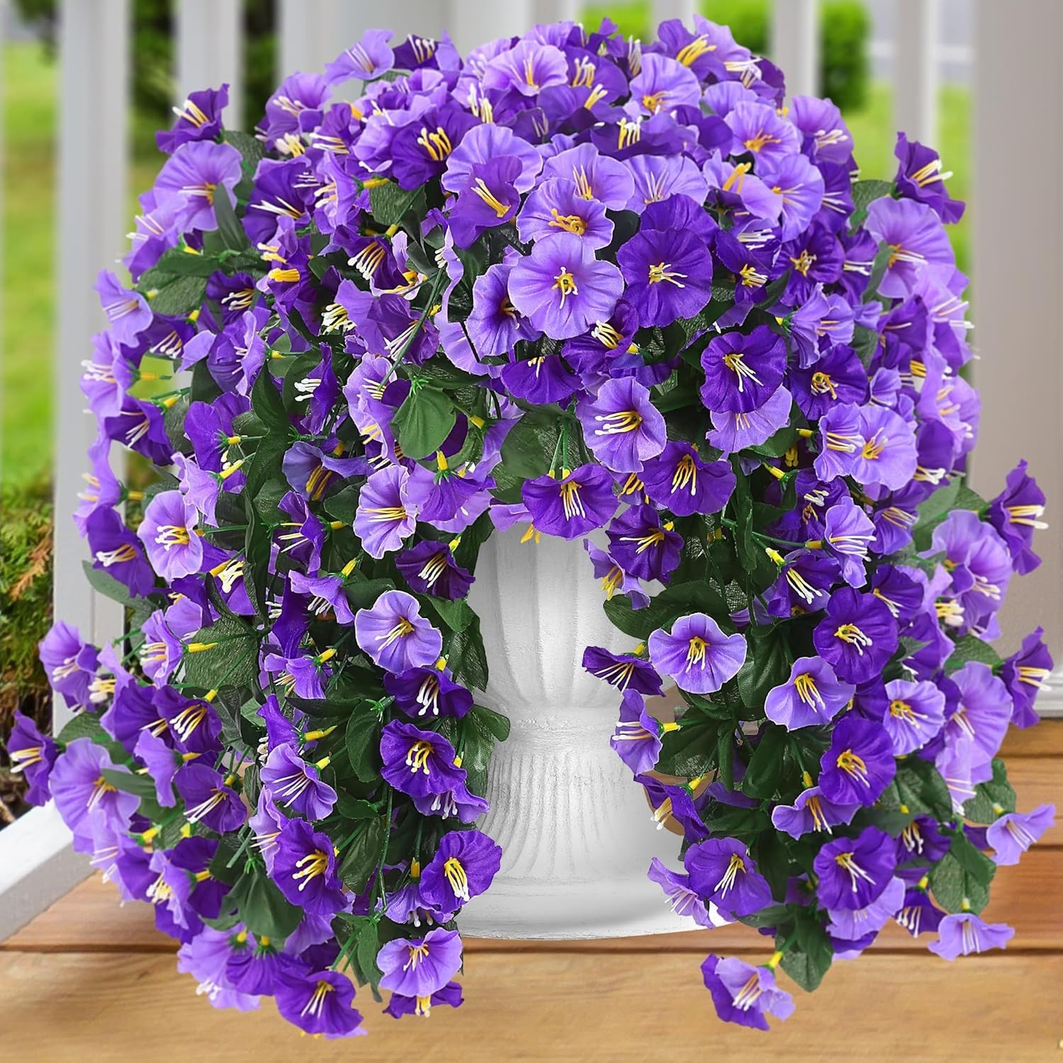 Sggvecsy Artificial Fake Hanging Flowers Plants Outdoor Outside Spring Summer…