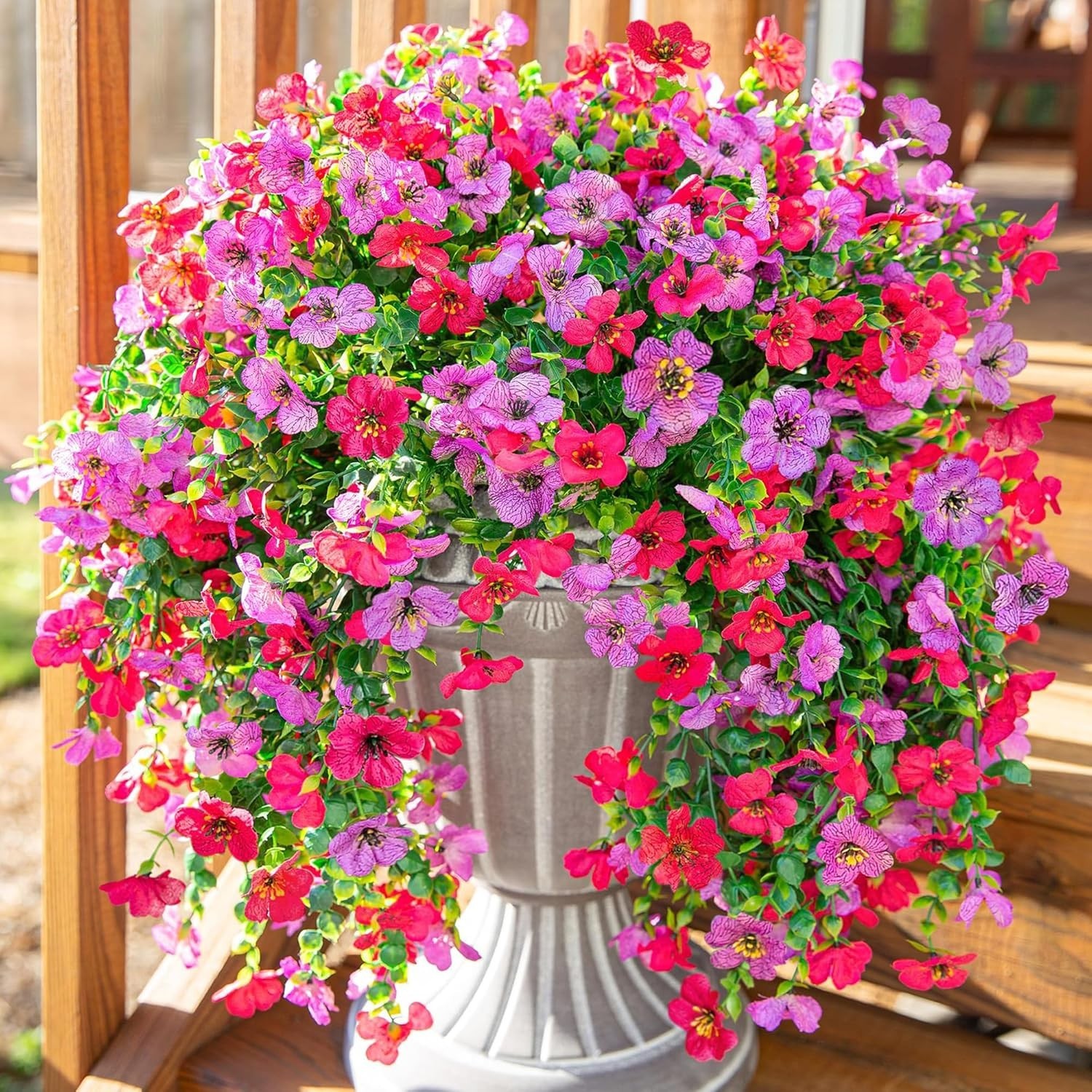 Weather-Resistant Faux Hanging Violets – 2 Pack UV-Protected Outdoor Decorations