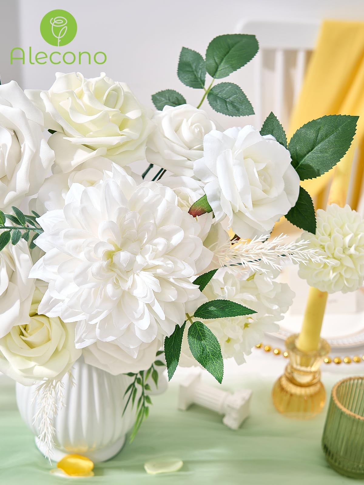 Artificial Flowers White Silk Fake Flowers For DIY Wedding Bridal Bouquets