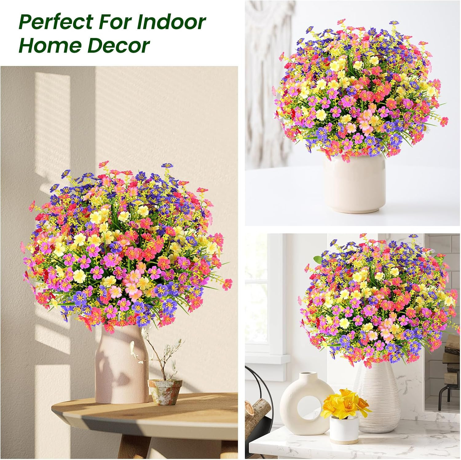 10 PCS UV Resistant Artificial Flowers for Outdoor Garden & Home Decor