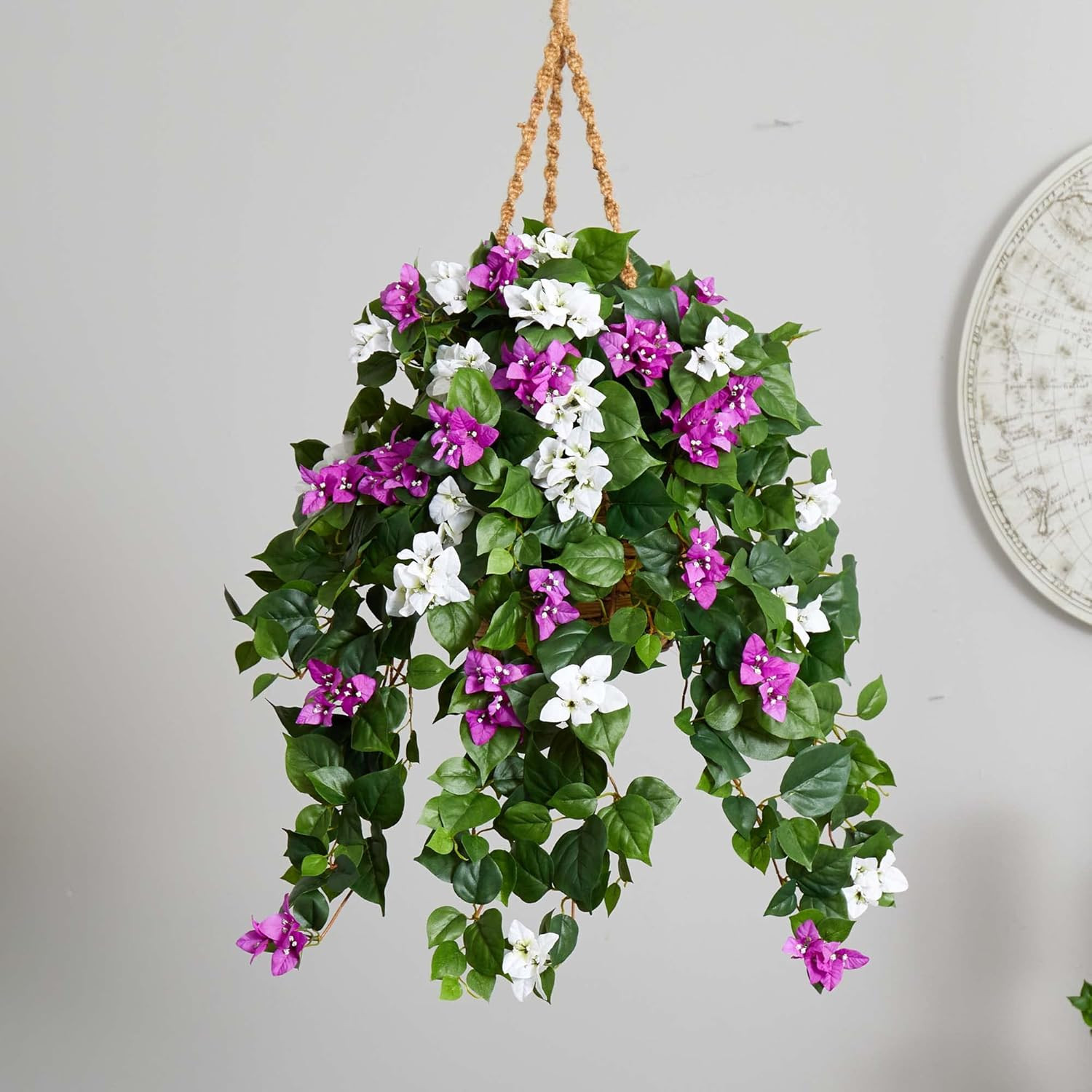 30″ Bougainvillea Artificial Hanging Basket – Vibrant Mixed Colors