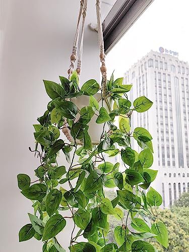 Fake Hanging Plants Artificial Plants for Home Decor Macrame Fake Plants NO LED