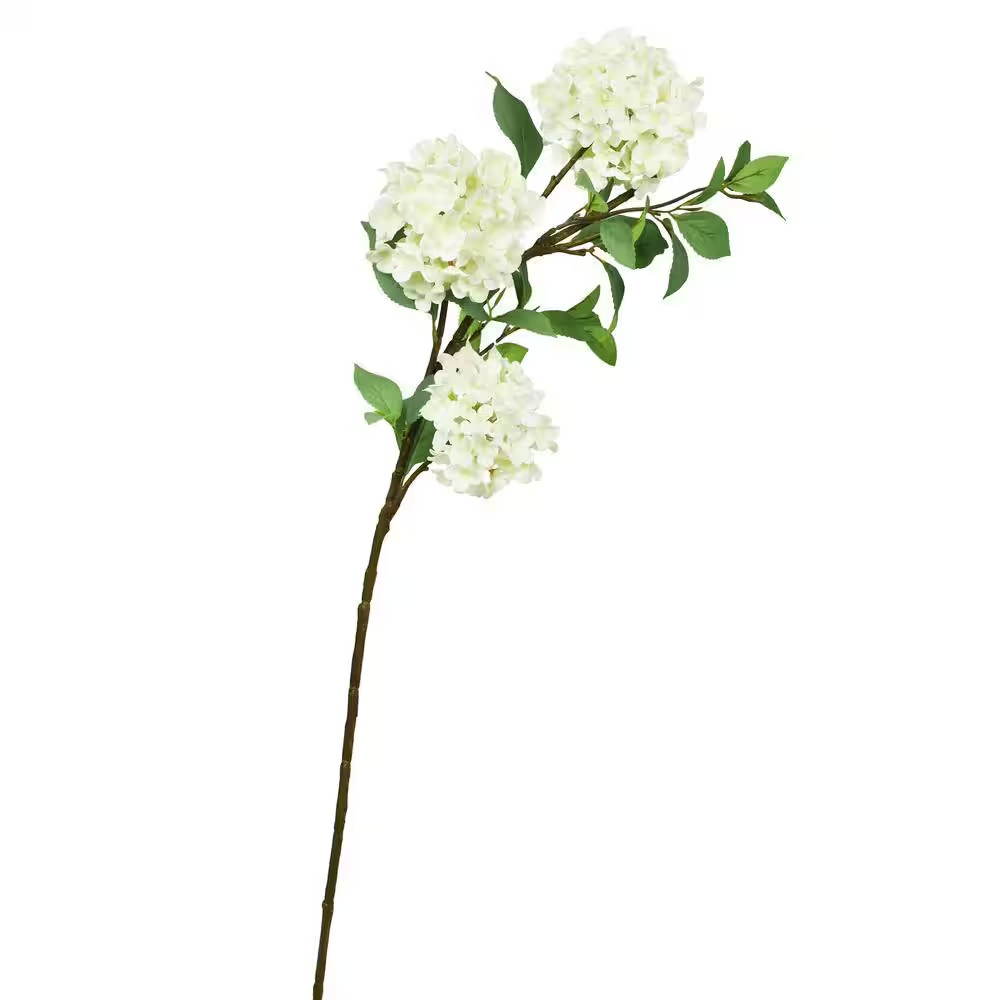 38 In. Deluxe Cream White Artificial Hydrangea Flower Stem Spray Branch (Set of