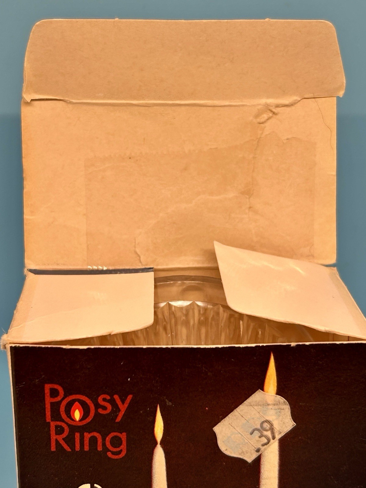 Vintage Posy Ring Pair w Box Flower Frog Floral Candle Holder Mid Century