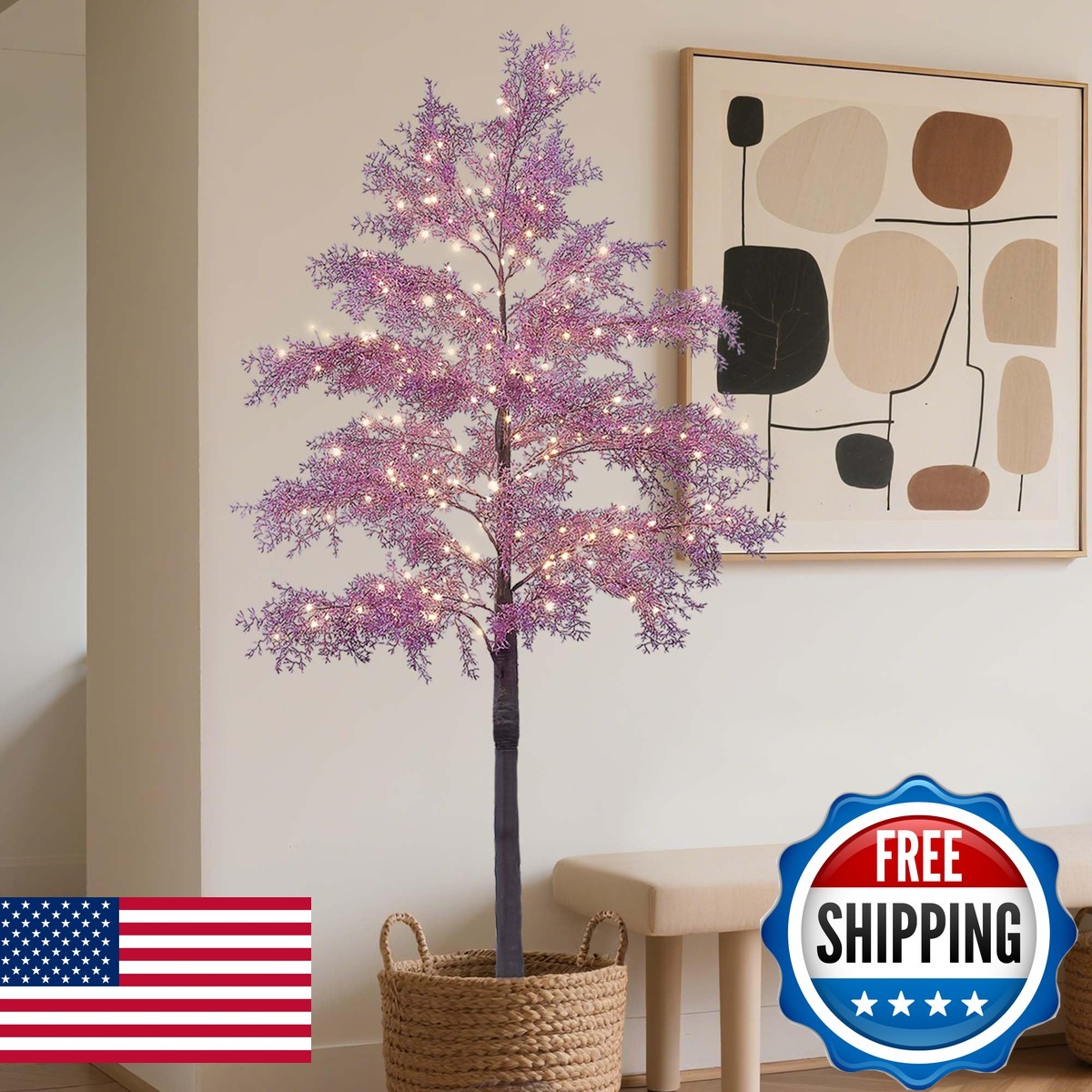 Lightshare 6FT 276L Lighted Coral Tree Artificial Plant, Faux Plant Tree Warm