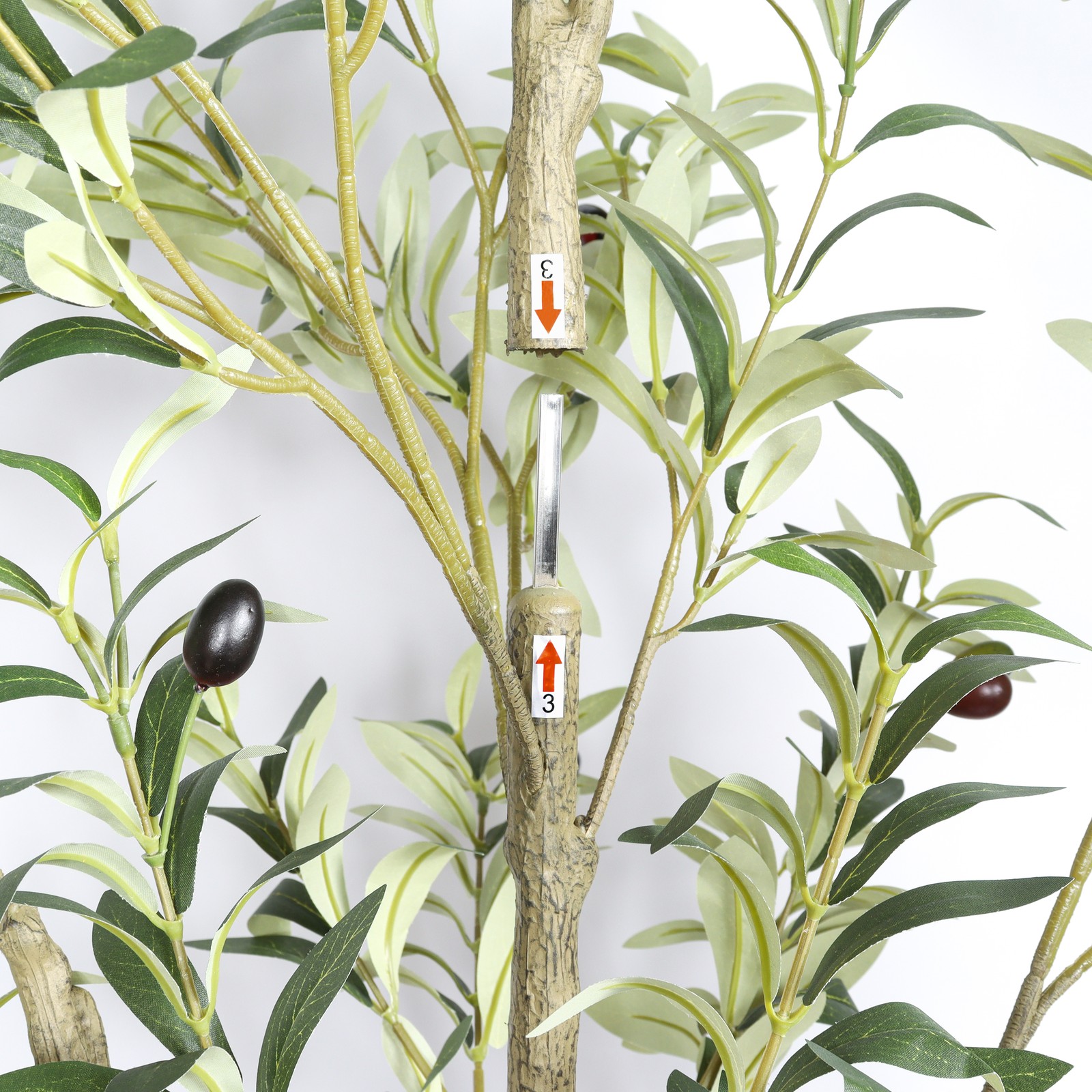 60″ Artificial Olive Tree in Plastic Black Pot for Living Room 1pc/set Modern