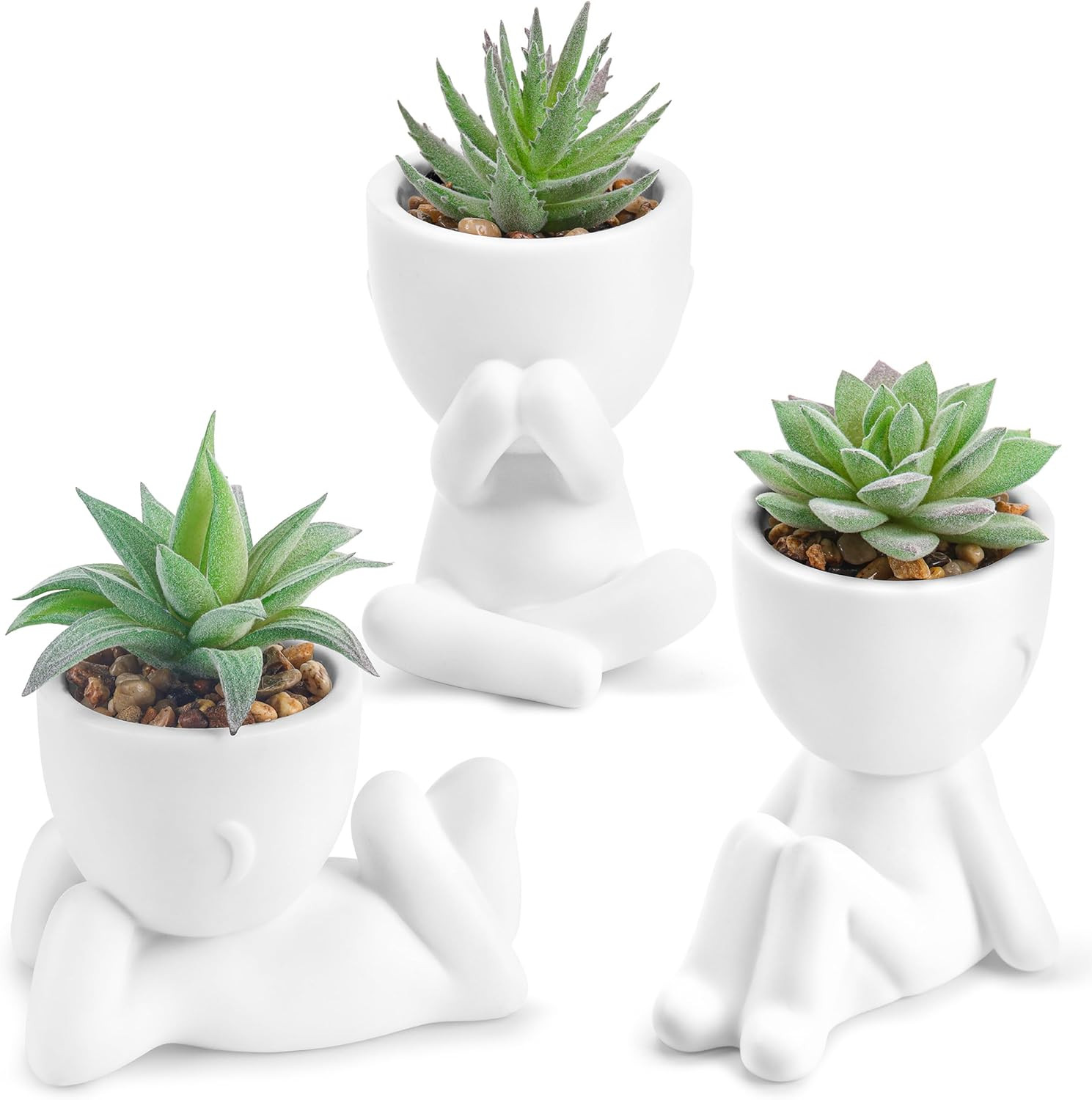 3Pcs Fake Succulents Plants Artificial for Bathroom Bedroom Home Room Decor Aest