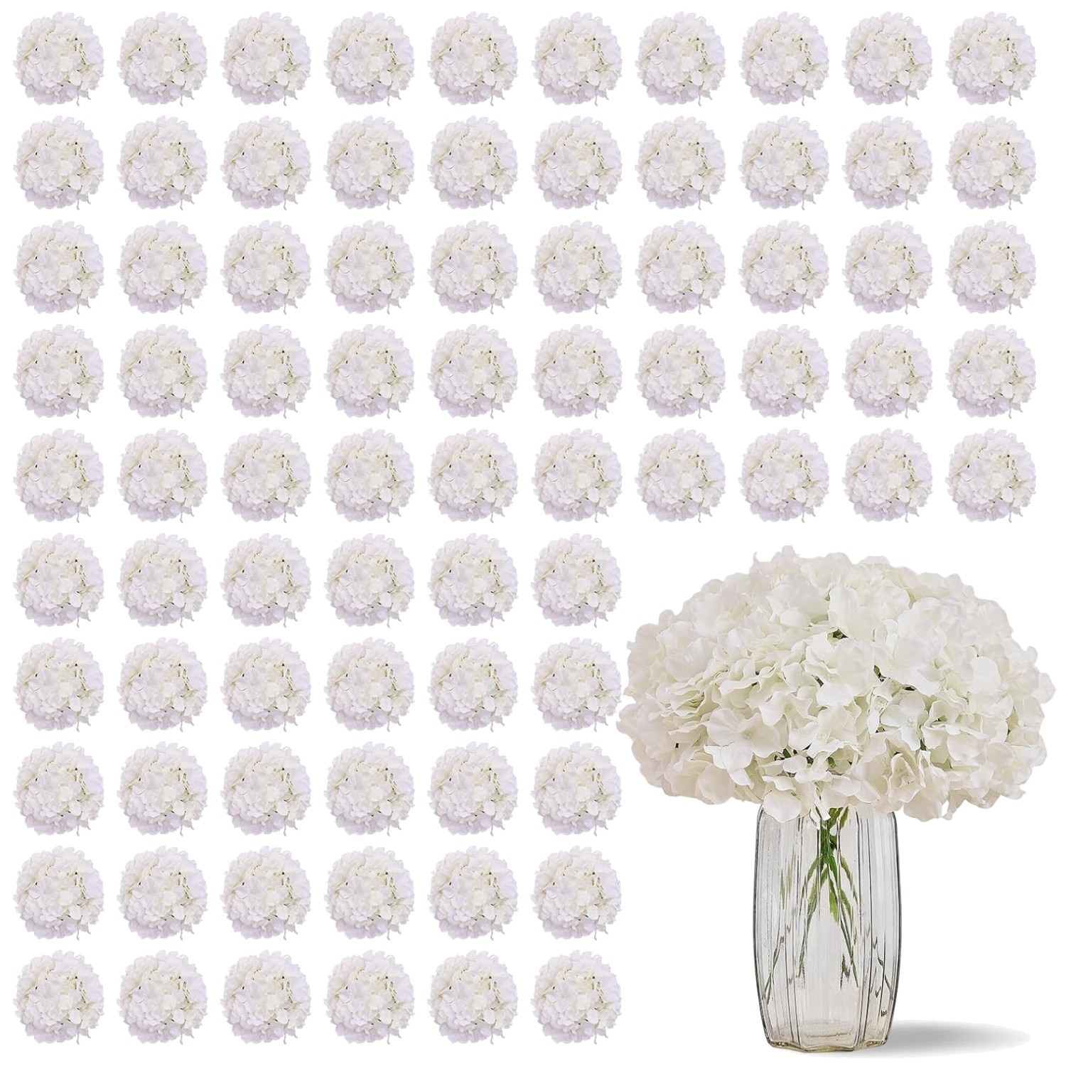 100PCS Ivory Hydrangea Silk Flowers – Craft Supplies