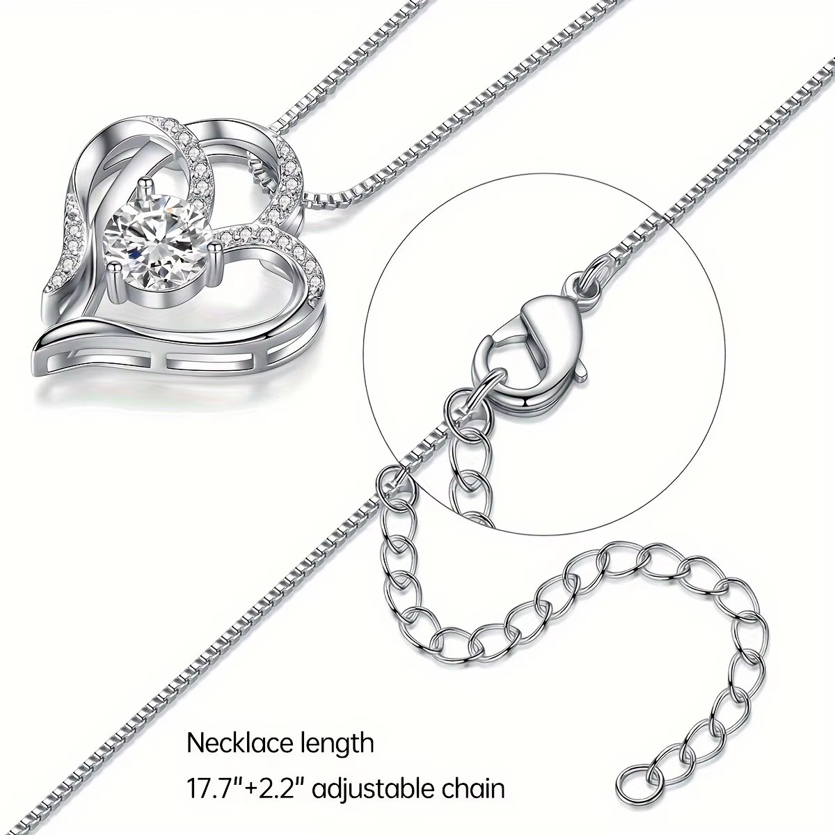 Rose Flower Gift Box with Heart Necklace | Romantic Jewelry Gift for Women