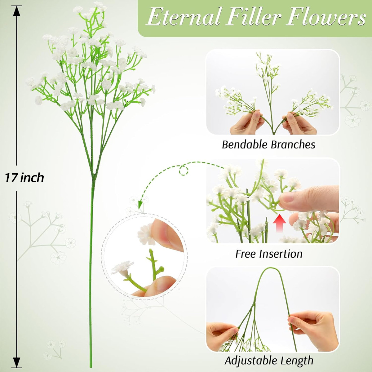 36Pcs Fake Gypsophila Plant Artificial Pink White Baby Breath Flowers Decoration