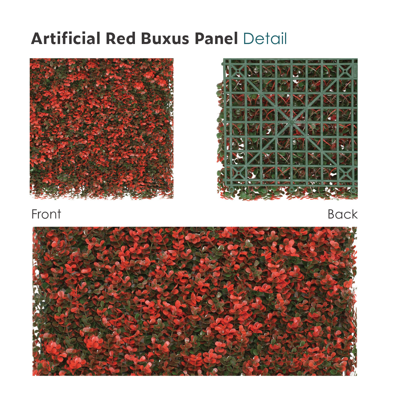 20″x20″ Artificial Red Buxus Mat Faux Fence Panel Wall Decor Ficus Plant Hedge