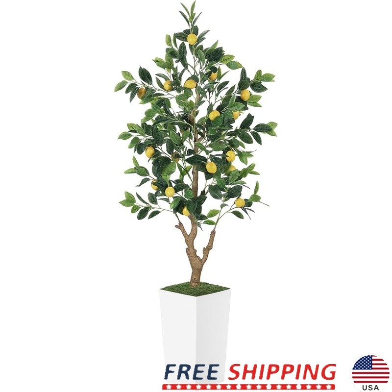 5FT Artificial Lemon Tree W/ Planter Indoor Outdoor Faux Plant Home Decor New