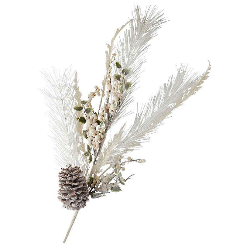 Snowy Artificial White Pine and Cedar Spray with Berries