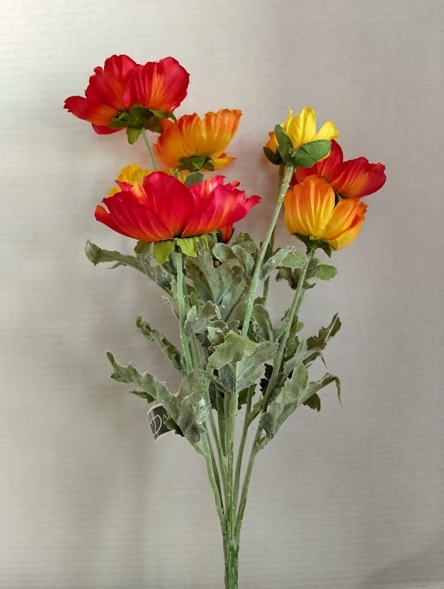 Bright artificial poppy bush orange/yellow