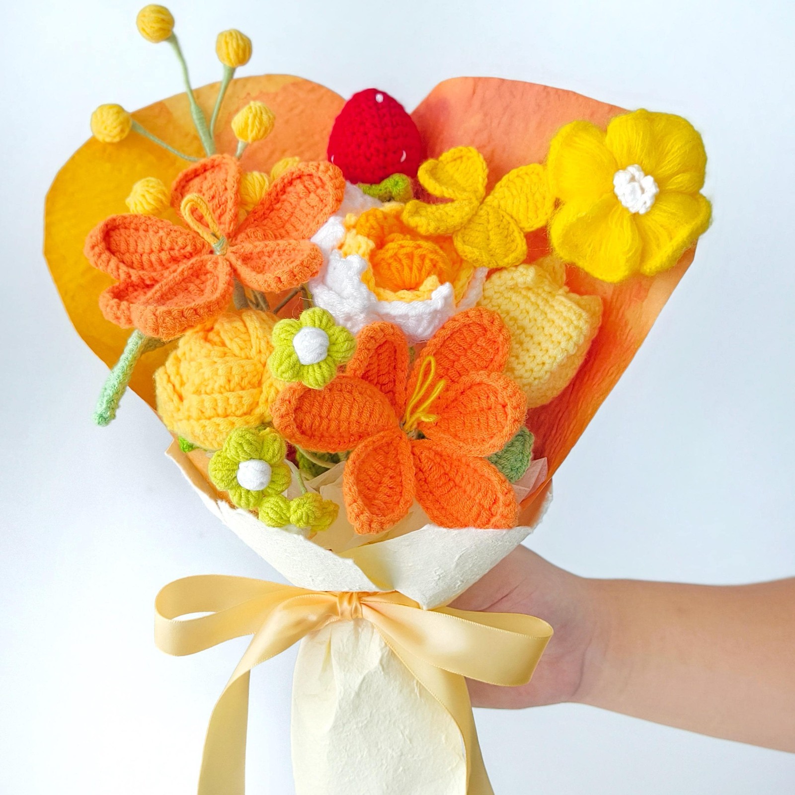 Crochet Flower Arrangement Yarn Bouquet Desk Decor Home Decor Gift for Her