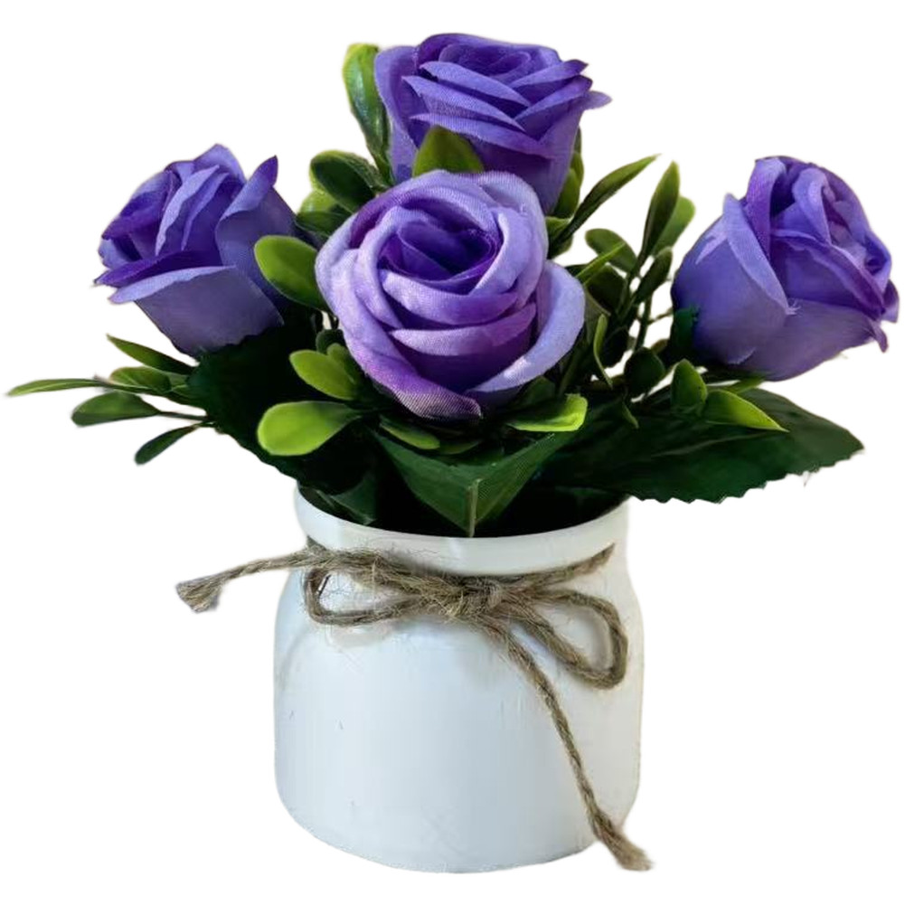 Artificial Flower Arrangement in Pot with Bow for Event For Home Styling