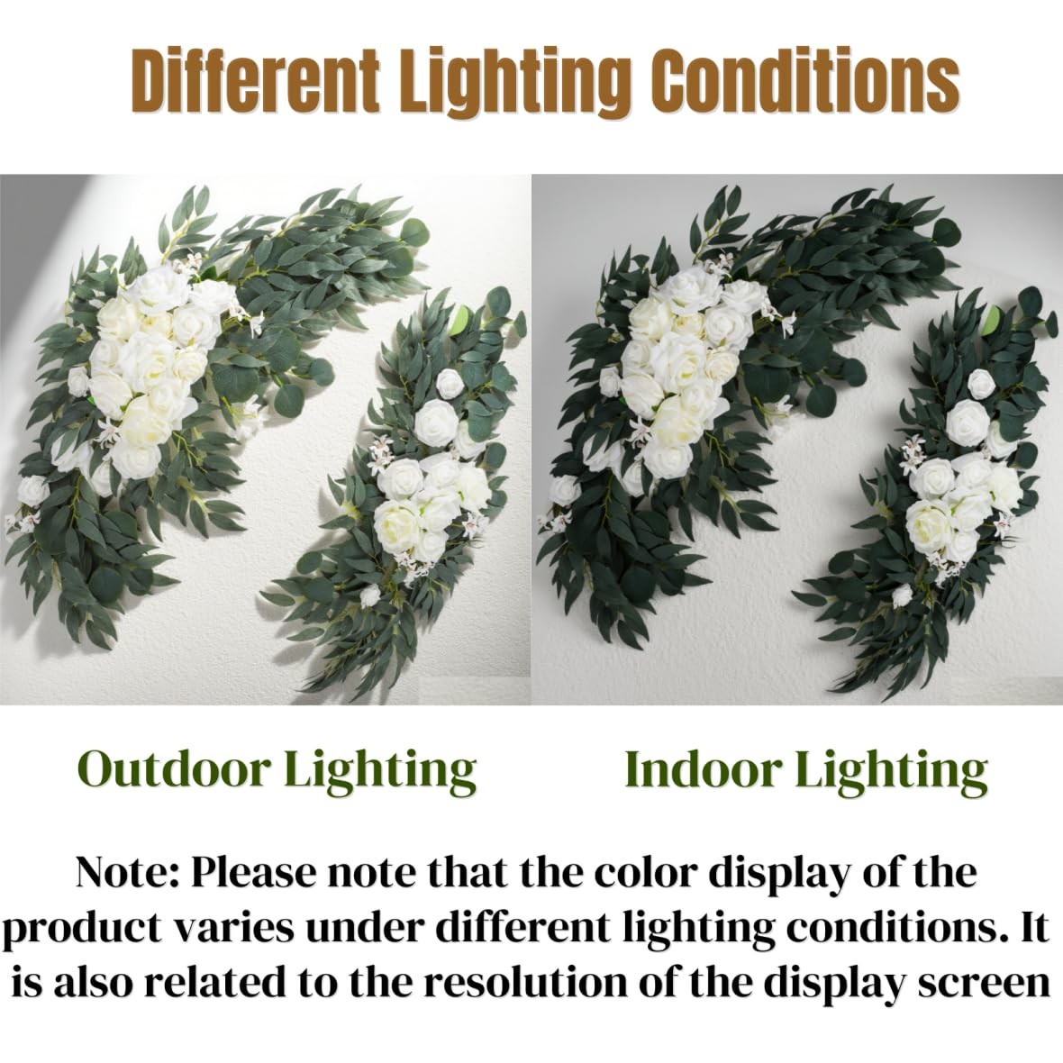 2 Pack Artificial Wedding Arch Flowers, 28”/20” Floral Swag Arrangement Set, …