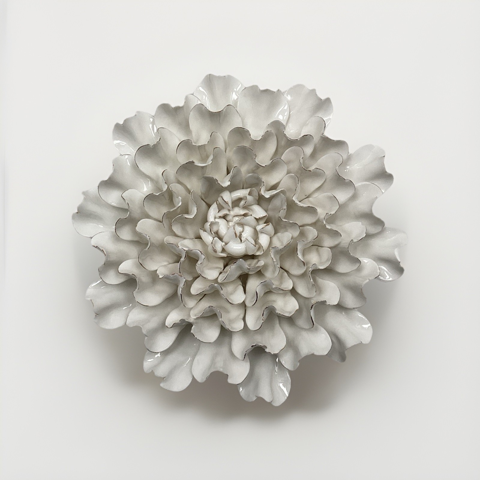 8” Ceramic Wall Flower White, New In Original Box