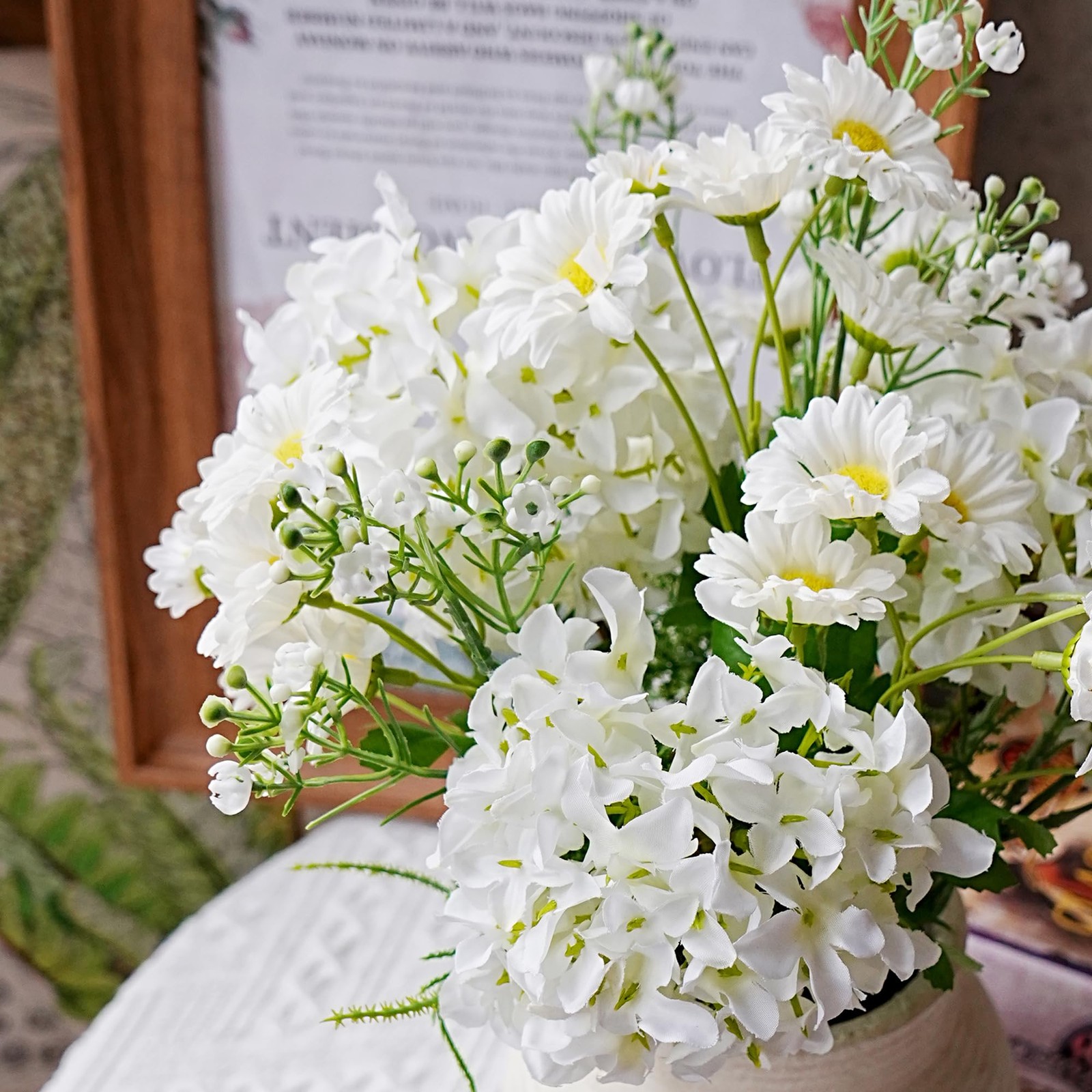 Centerpieces for Tables, Fake Flowers with Vase Home Decor