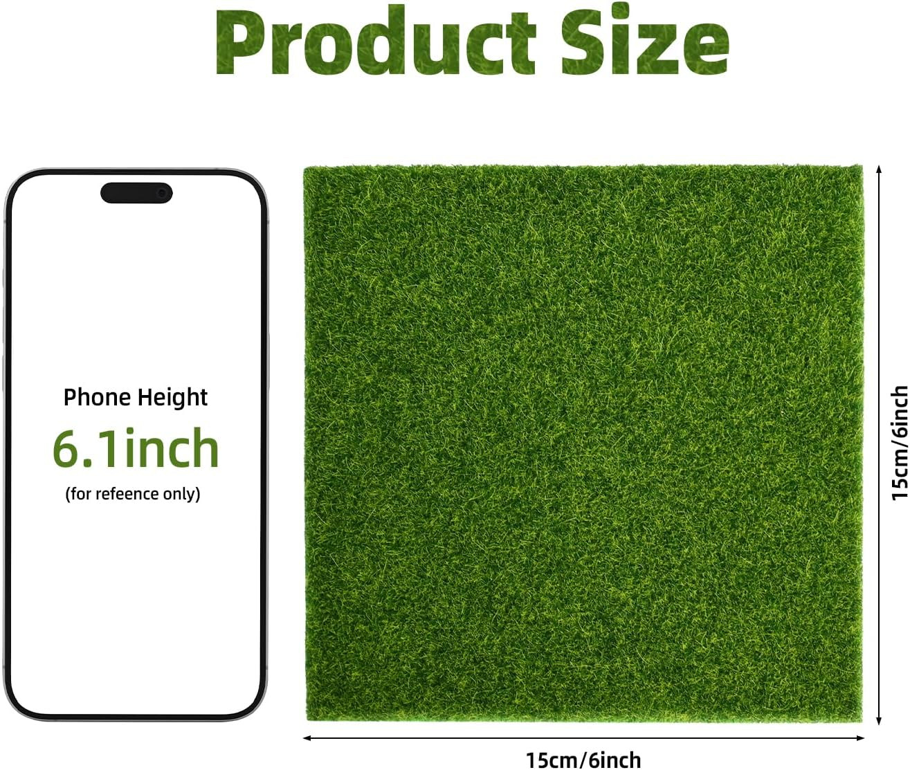 4 Packs 6″X6″ Fake Grass for Crafts, Artificial Grass Squares for Miniature Orna