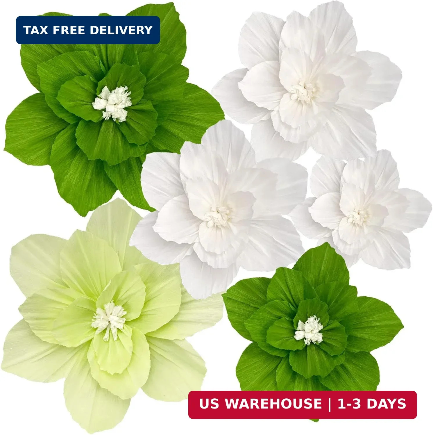 6PCS Paper Flowers Artificial Wall Decor 3D Tissue Paper Flowers Wedding Birthda