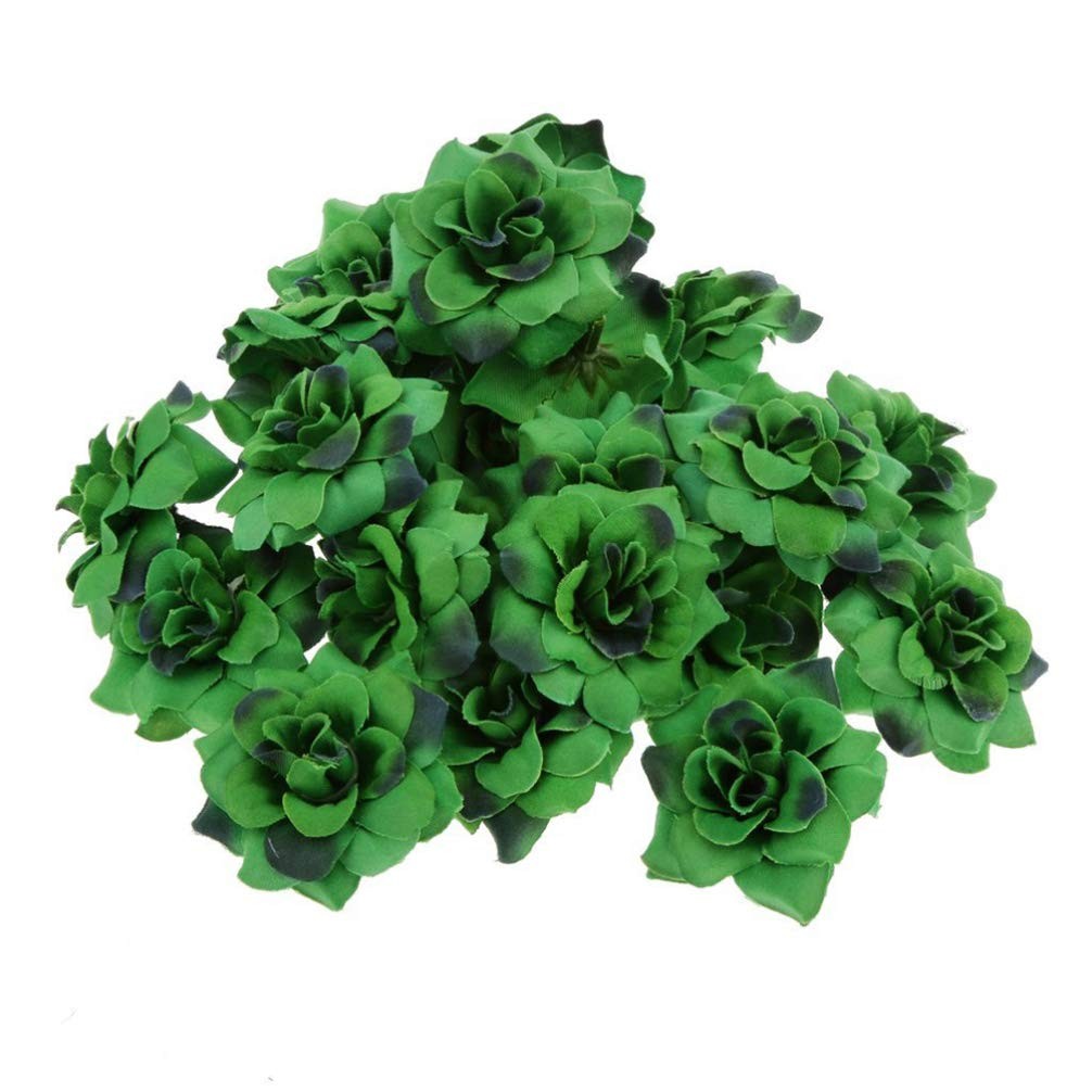 50 PCS Dark Green Faux Silk Artificial Rose Flower Heads Wedding DIY Crafts