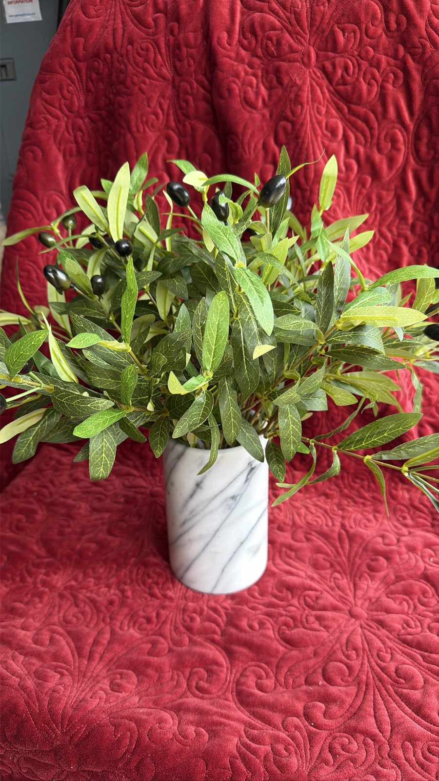 6 Pcs 18” Artificial Olive Branches for Vases Faux Olive Branches Silk Plant