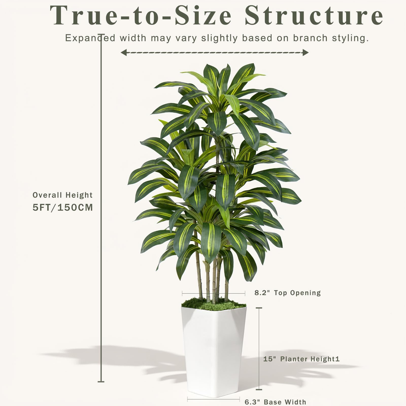 Dracaena Plant Artificial Tree 5Ft Tall Fake Tropical Floor Plants Potted Art…