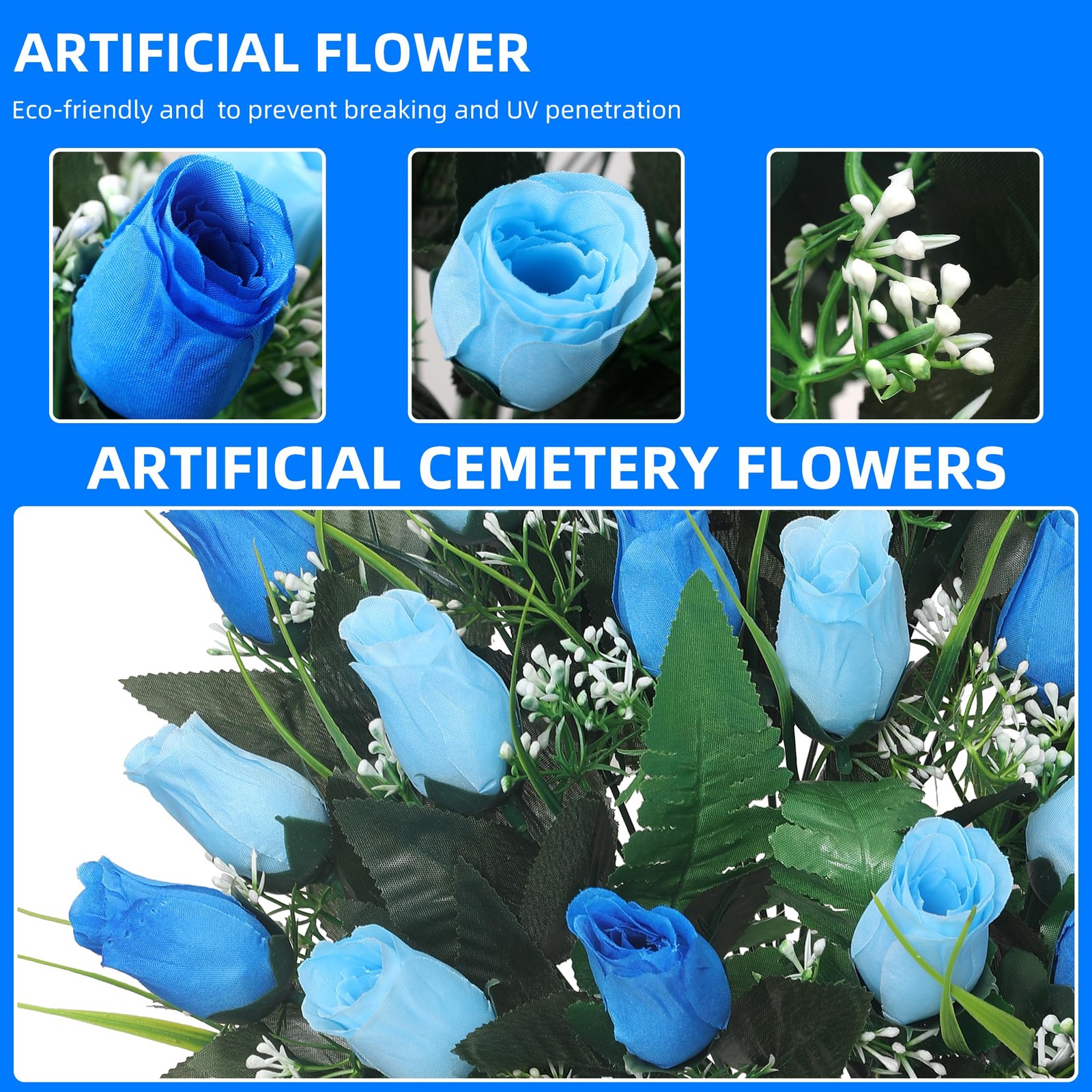 Lodou Artificial Cemetery Flowers,Outdoor Grave Decorations Roses,Arrangement…