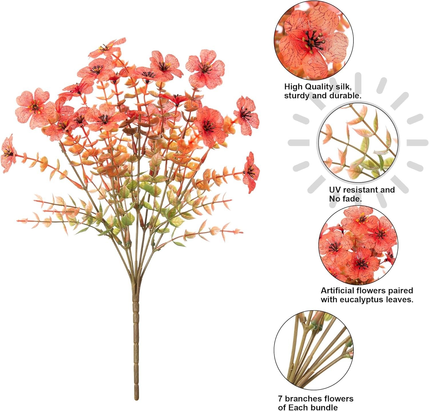 12 Bundles of Realistic Artificial Daisy Flowers with Eucalyptus for Fall Decor
