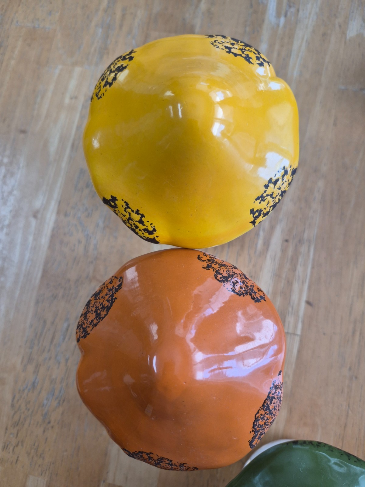 3 Lighted Mushroom Fairy Lights Ceramic Home Table Decor Orange Yellow Green