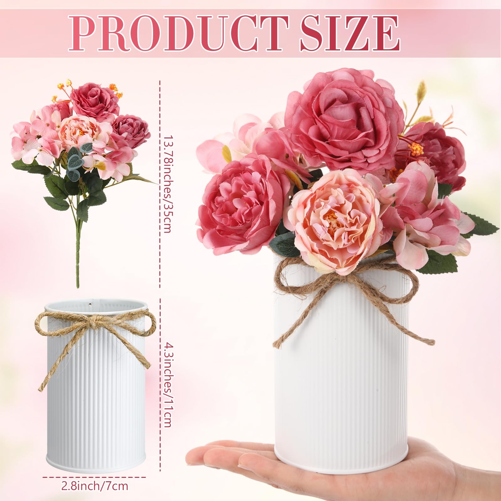 6 Sets Wedding Centerpiece for Table Decoration Dusty Pink Artificial Fake Ro…
