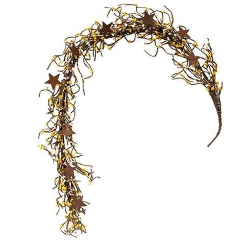 NEW Pip Berry Garland YELLOW CREAM Rusty 2″ Stars 40″L Crafts Spring Summer