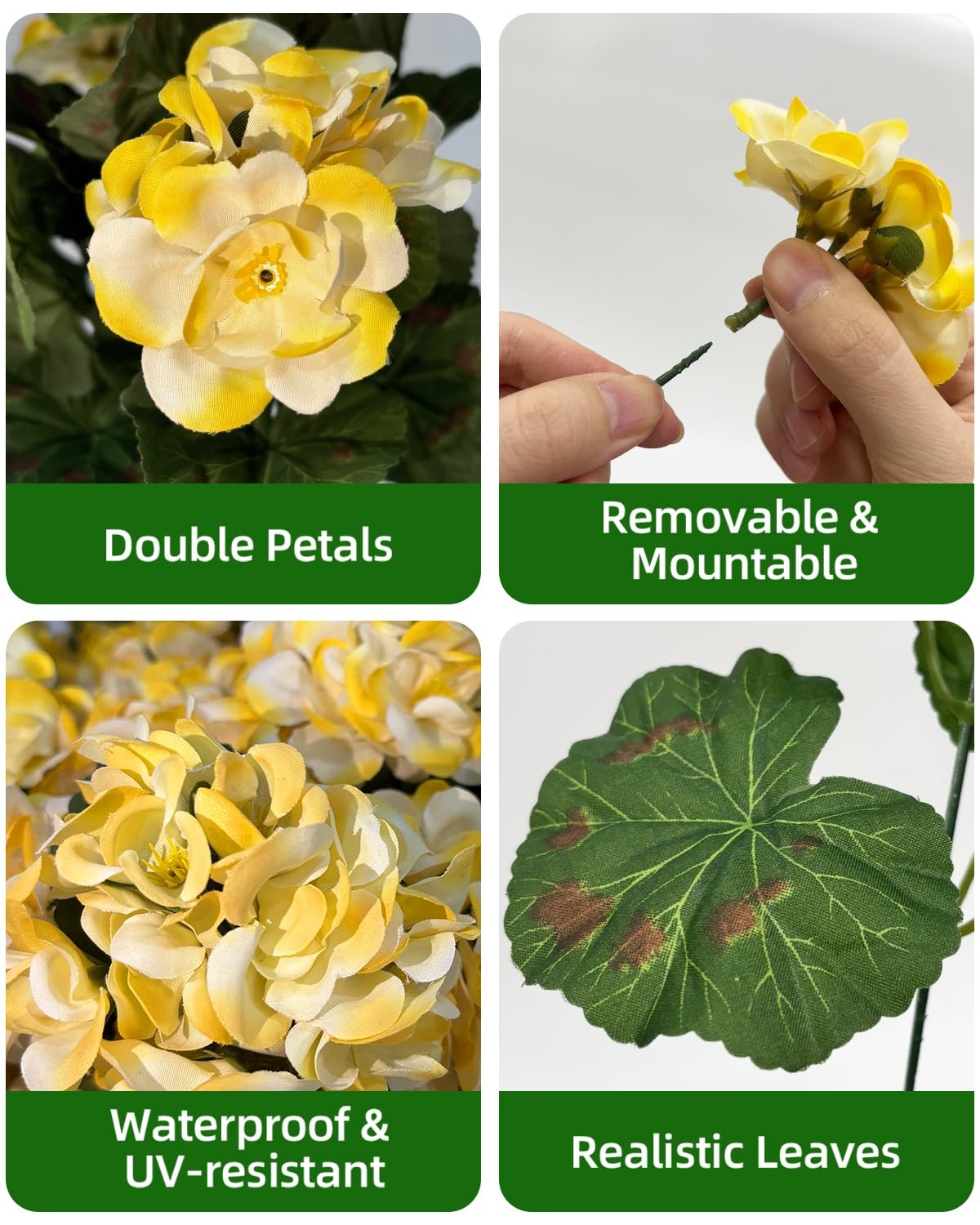 Artificial Flowers for Outdoors, 6PCS 14″ Geranium Fake Flowers UV Resistant …