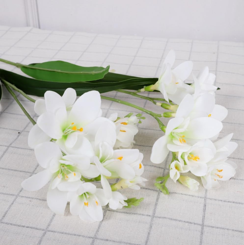4pcs Freesias Flowers Artificial with Long Stem,24″Real Touch Dendrobium Plan…