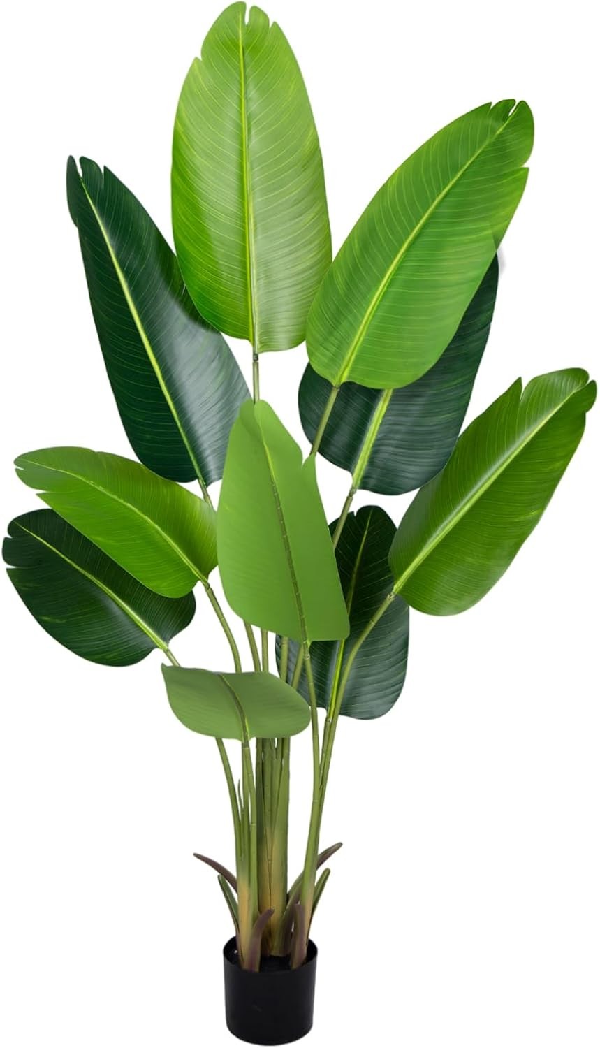 Artificial Bird of Paradise Plant 5.2Ft Fake Tropical Palm Tree with 10Trunks