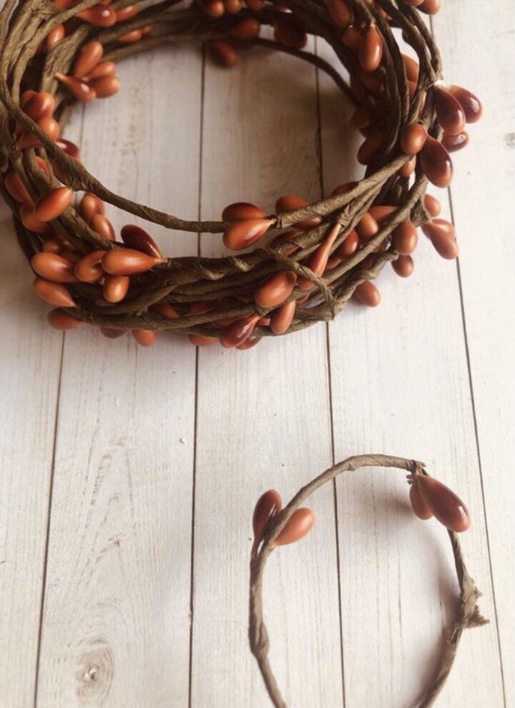 Wired Berry Garland Trim Orange Fall Wreath Headpiece DIY Halloween Crafts BTY