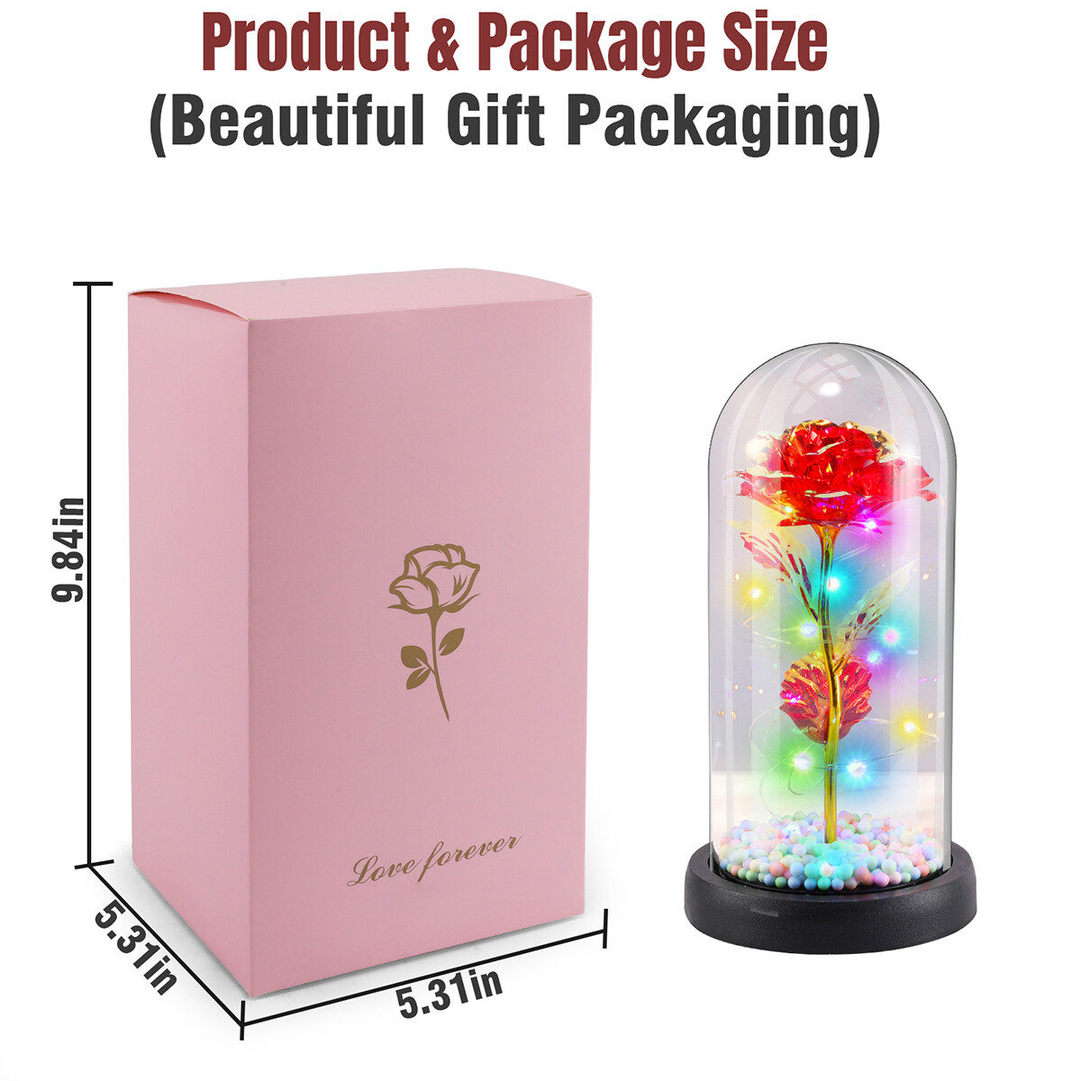 Valentines Day Gifts for Her – Crystal Galaxy Enchanted LED in Glass Rose Gifts