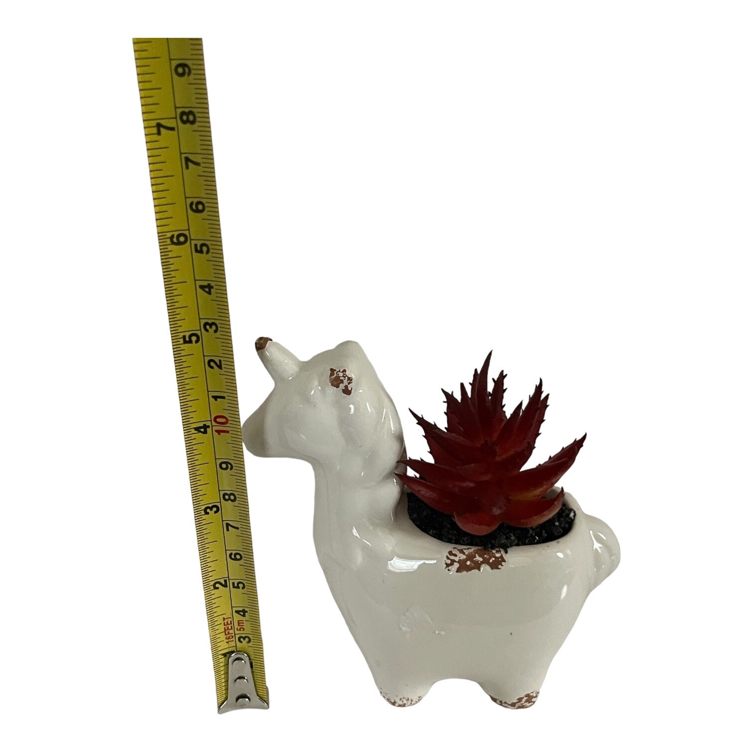 Unicorn Faux Succulent Planter White 4.5″ Home Decor Rustic Farmhouse