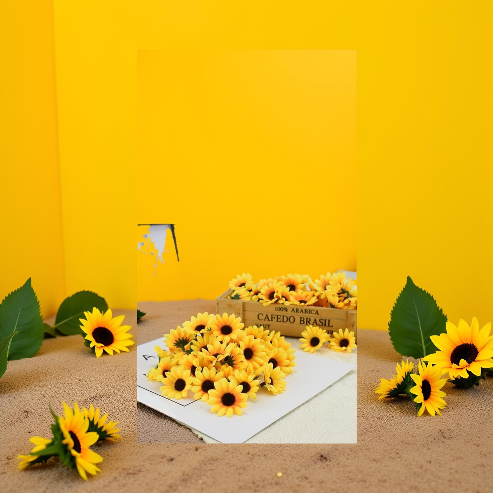 100 Pcs Artificial Sunflower Heads, Yellow Artificial Flower Heads Mini Fake …